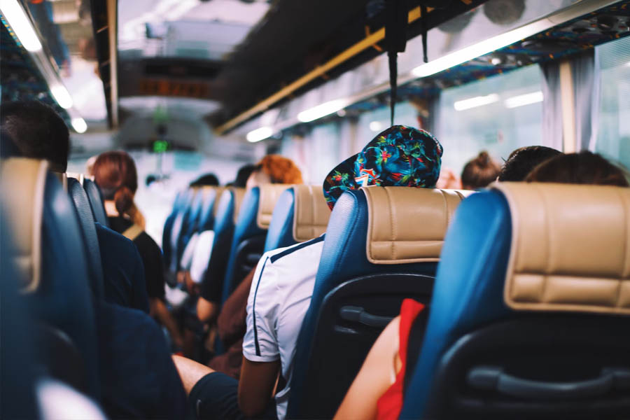 bus with comfortable reclining seats